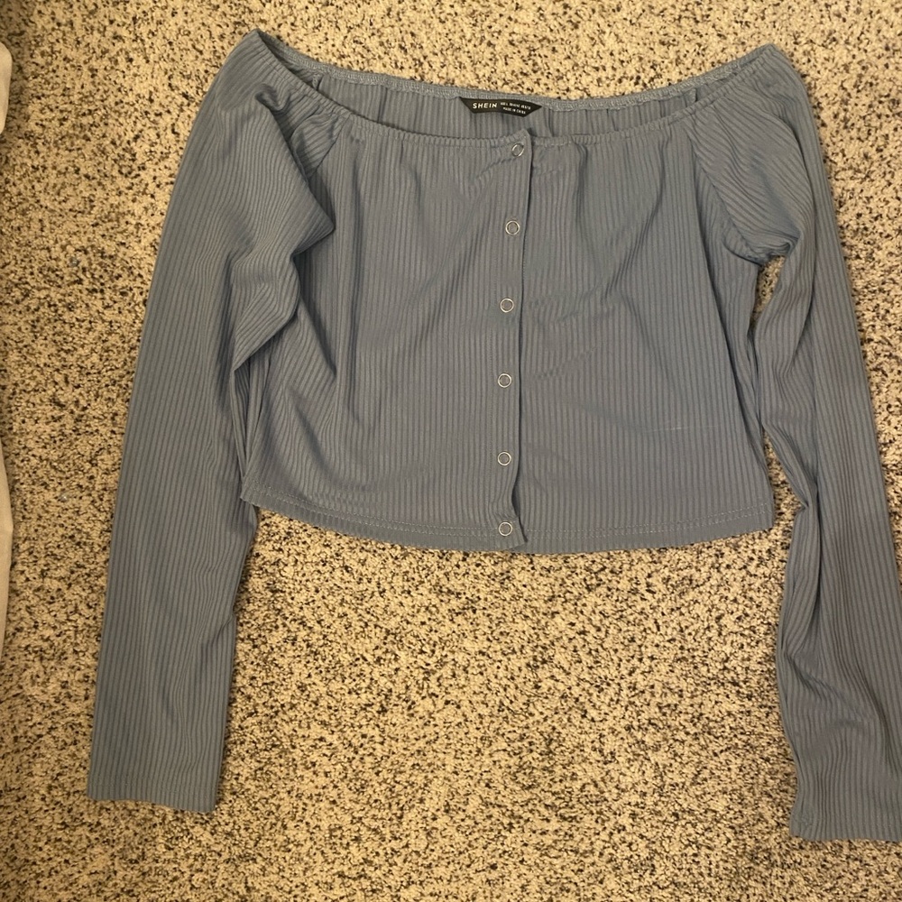Off Shoulder Blue Top